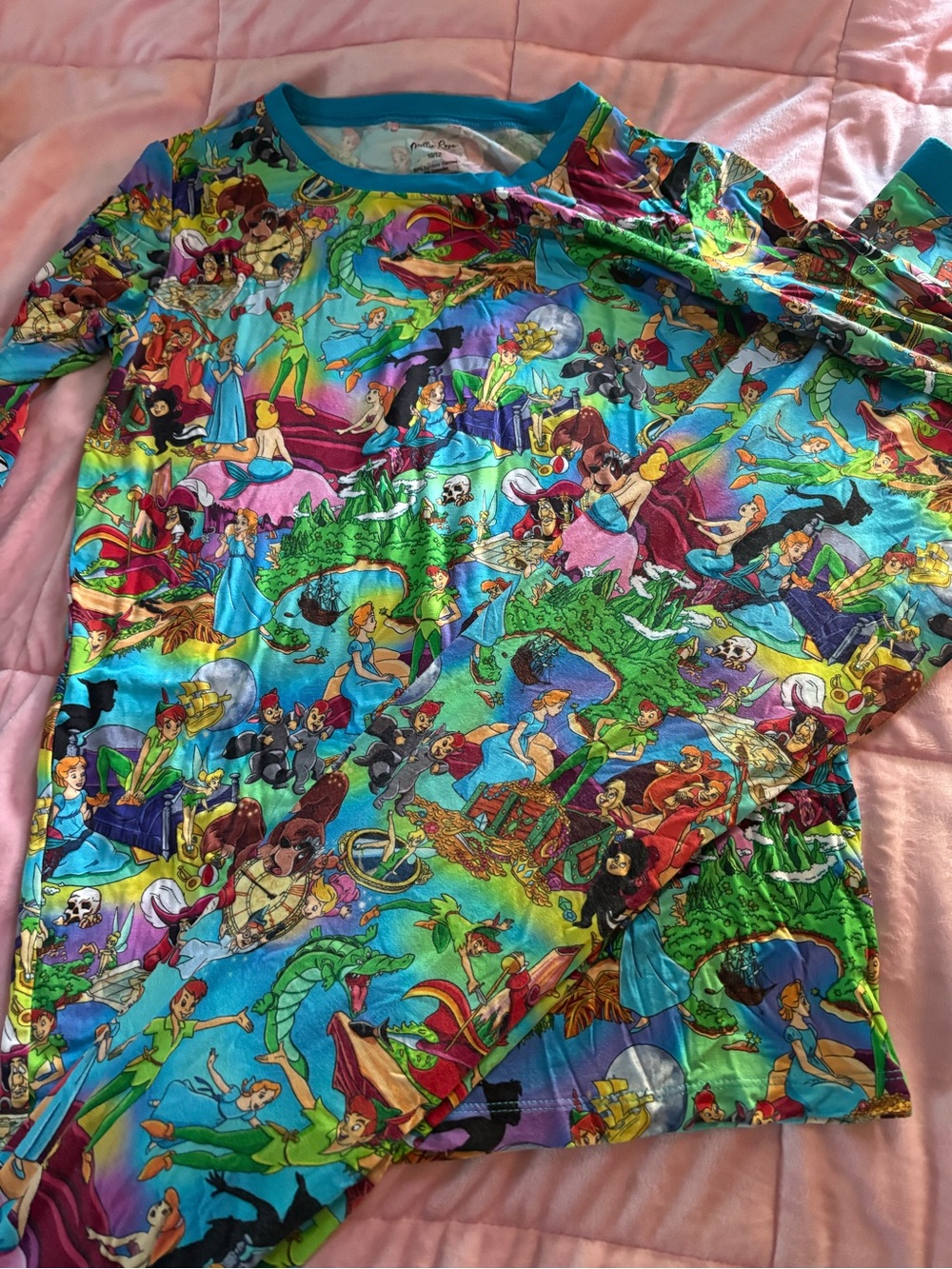 Girls' Turquoise Multicolor Peter Pan Character Pajama Set